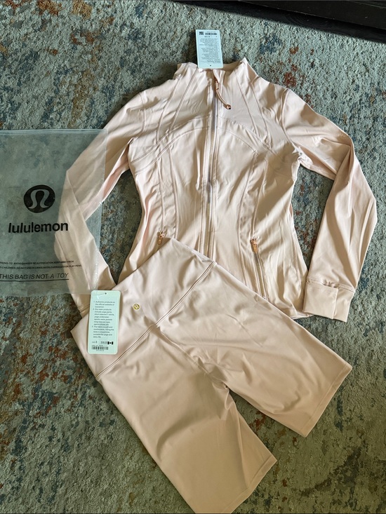 lululemon athletica Pants - Lululemon Light pink Zip-Up Jacket & Biker Shorts Set